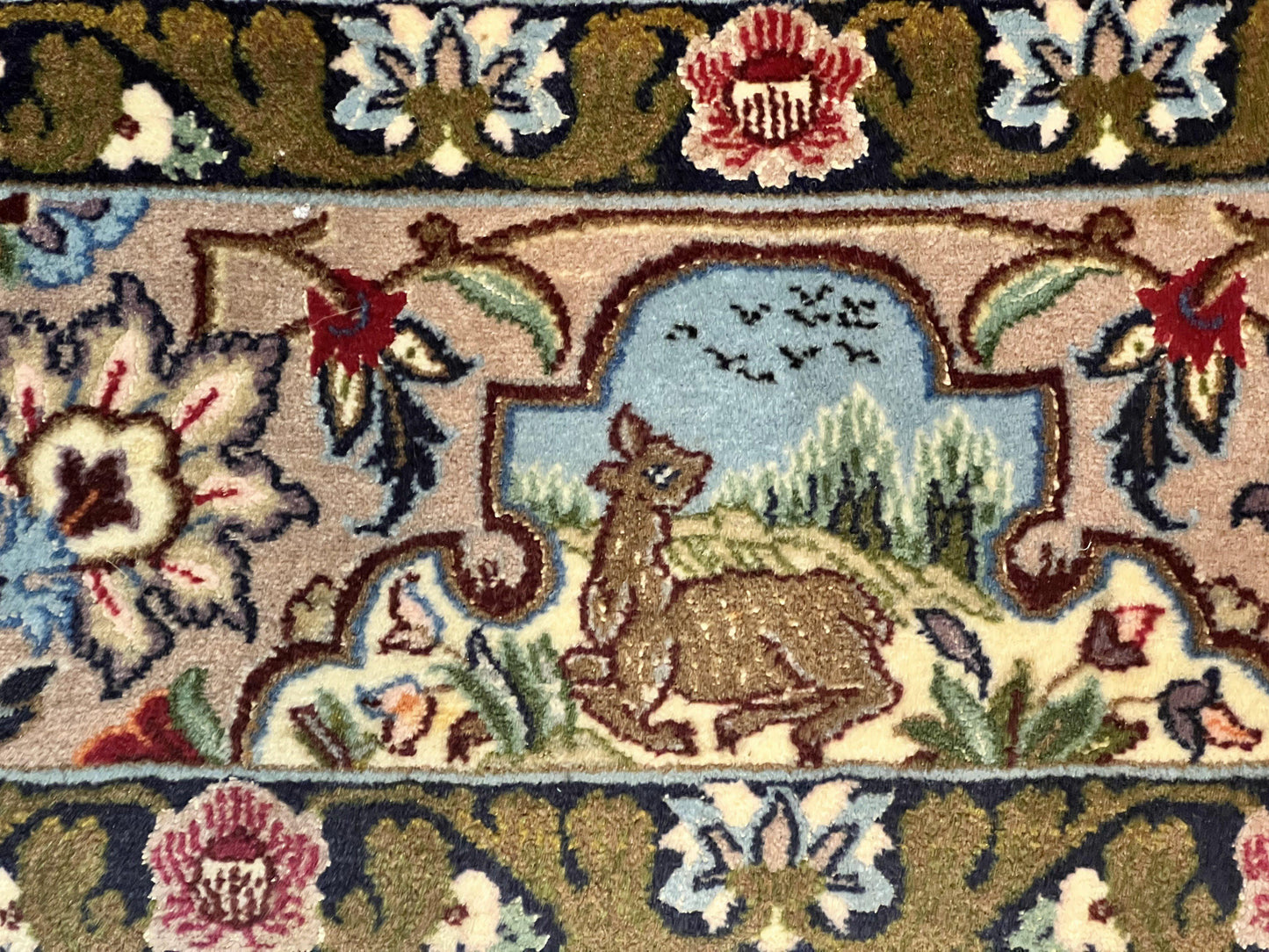 Marvelous Persian Isfahan Rug 3.7 x 5.6, Tree of Life and Animal Pictorials, Handmade Vintage Super Fine 600 KPSI, Kork Wool Silk Highlights, Rare - Nuvé