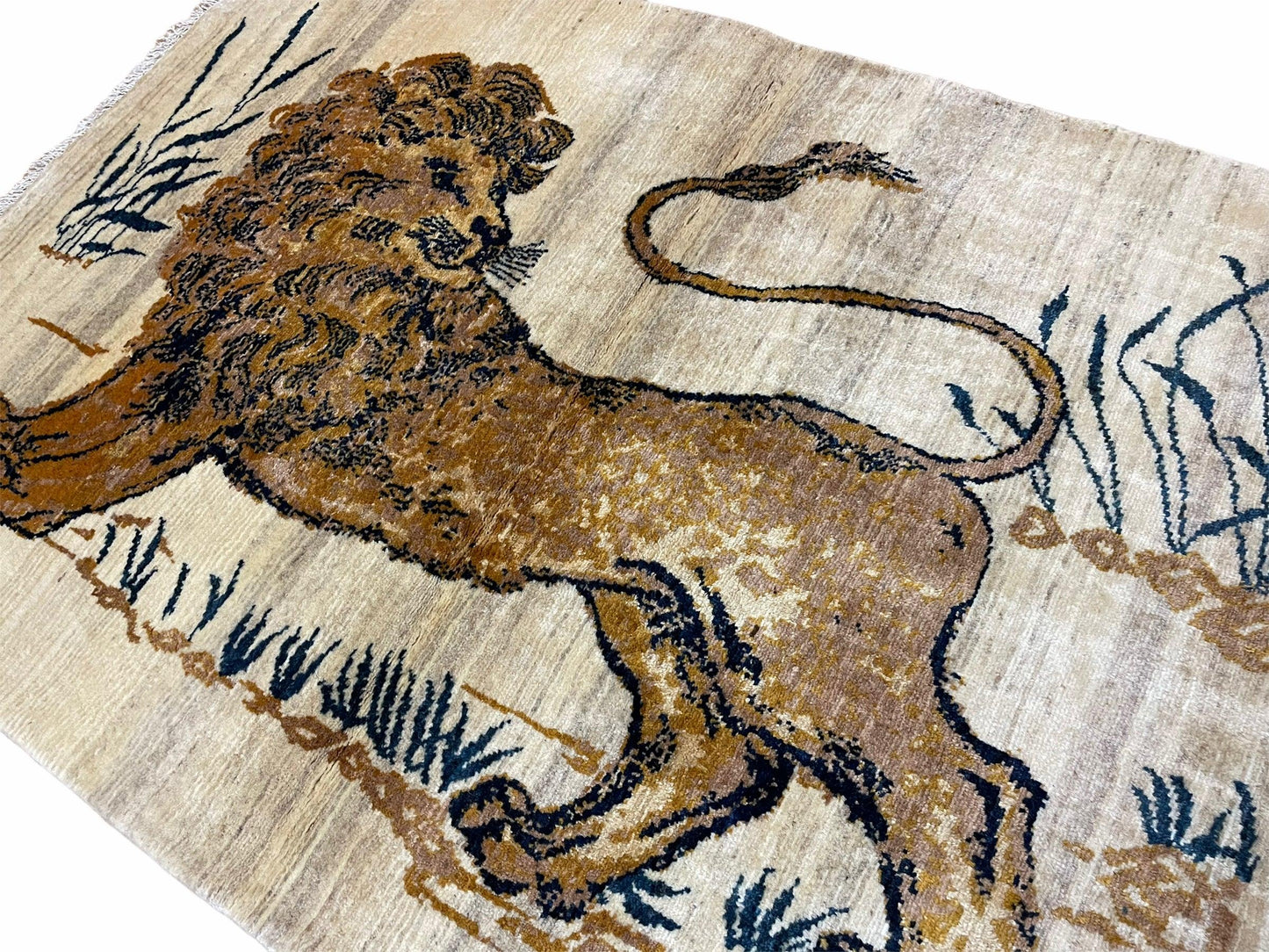 3.5 X 4 Handmade Hand-Knotted New Vintage Rug Quality Wool Lion Organic Dyes - Nuvé