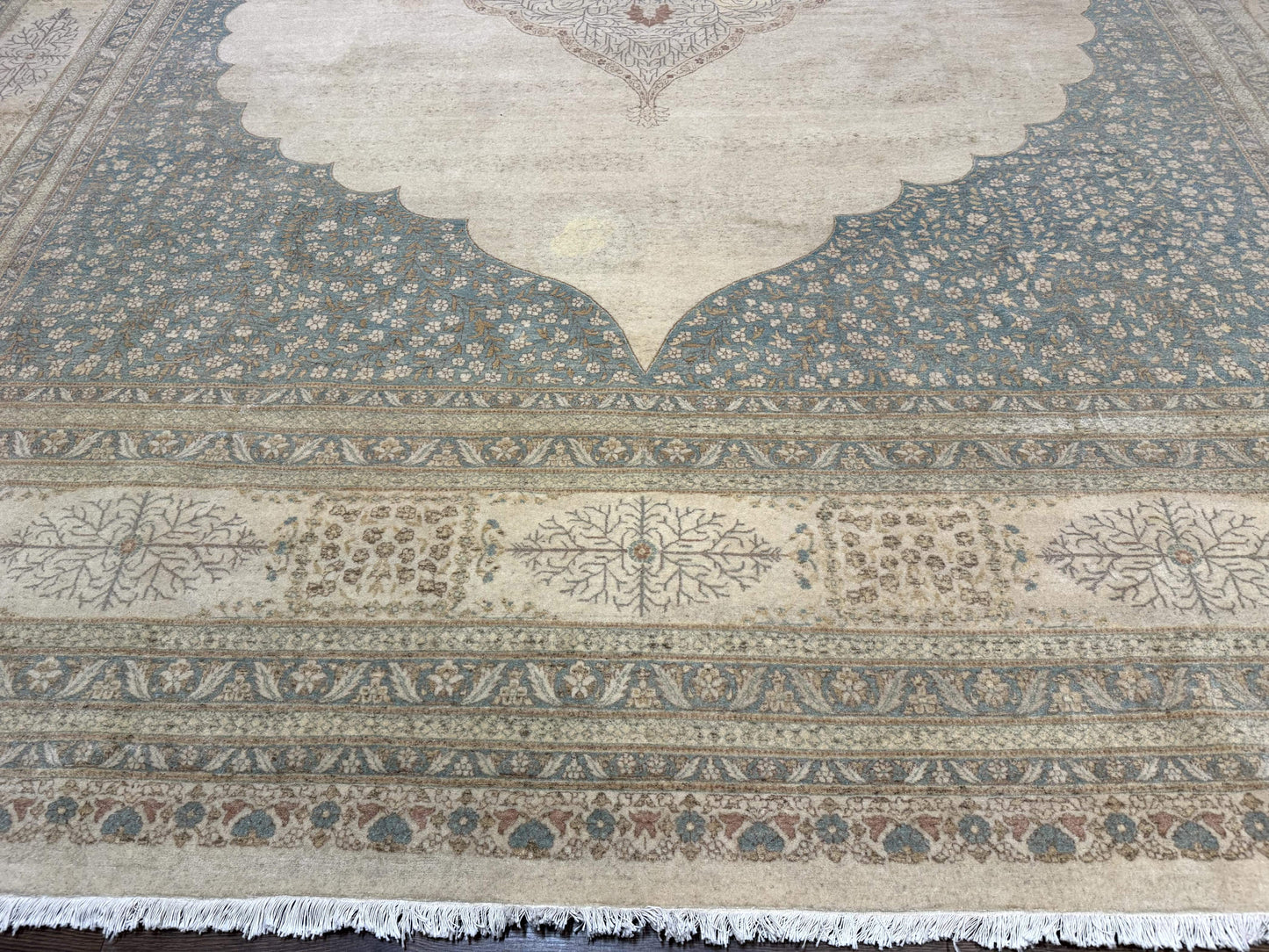 Palace Size Pak Persian Rug 12x18, Haji Jalili Design, Pakistani Carpet, Oat and Light Blue, Fine 260 KPSI - Nuvé