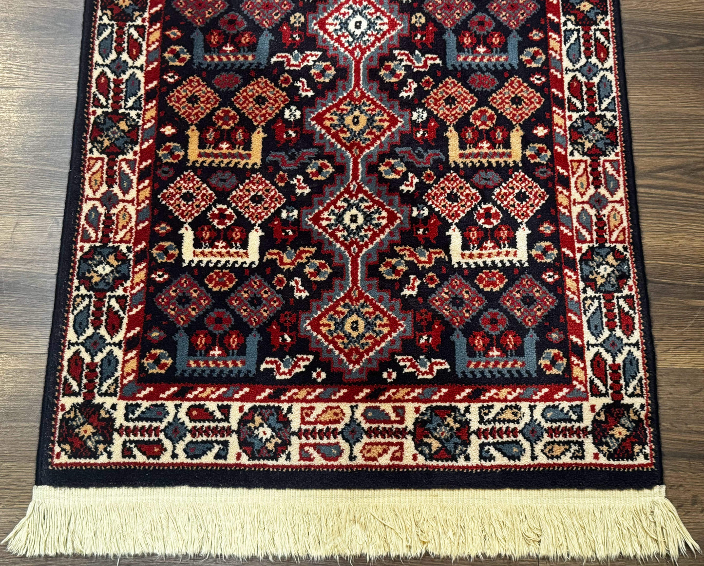 Small Karastan Rug 3x4, Yuruk Collection, Wool, Tribal, Geometric, Navy Blue - Nuvé