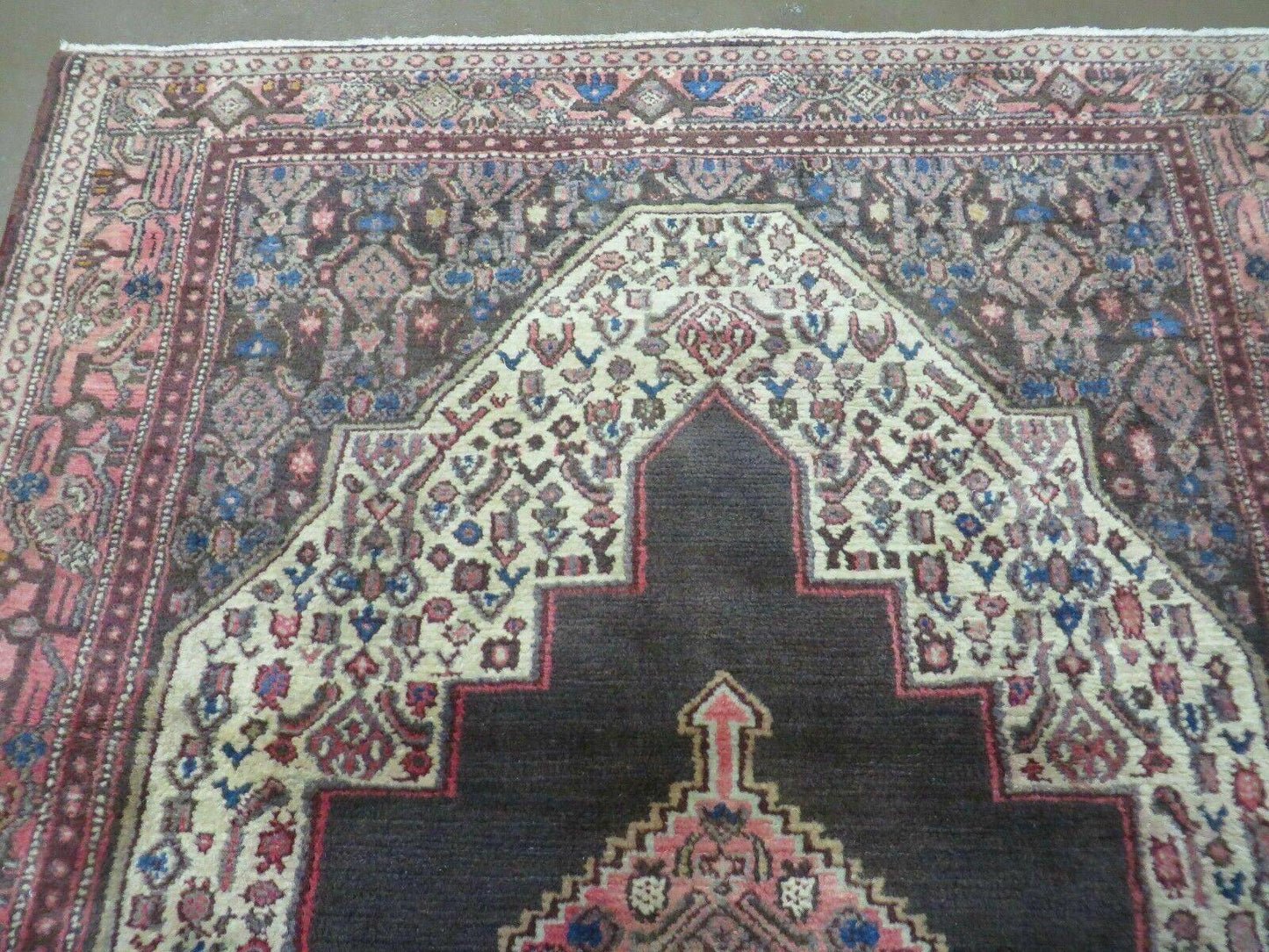 4' X 5' Antique Handmade India Floral Oriental Wool Rug Brown Vegetable Dyes - Nuvé