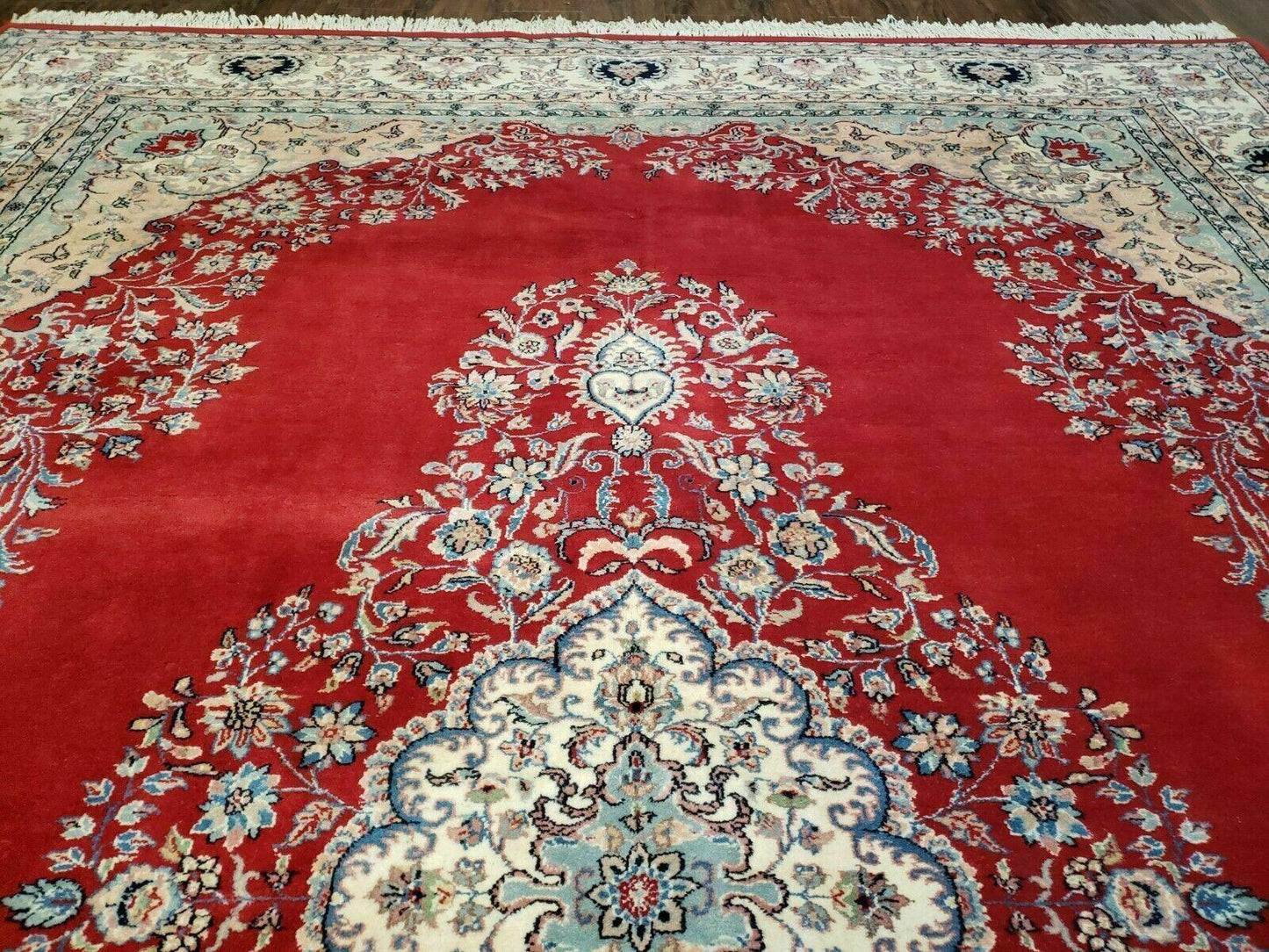 9' X 12' Vintage Handmade India Medallion Wool Rug Vegetable Dyes Nice Red - Nuvé