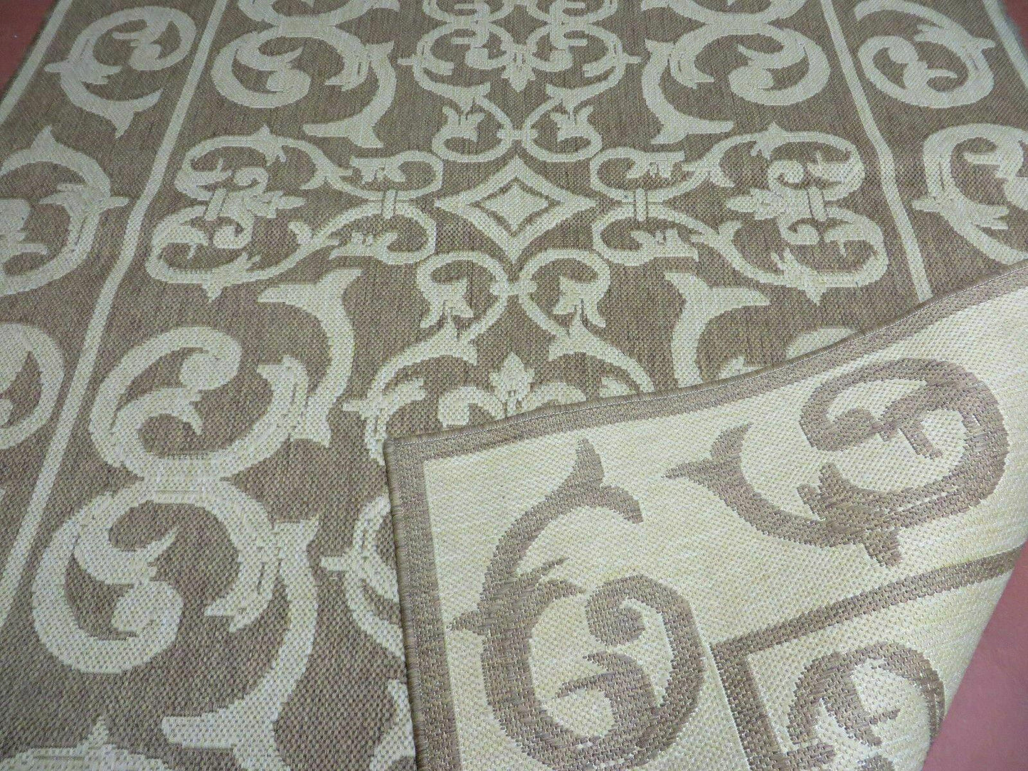 5' X 7' Machine Made Natural Fiber Jute Kilim Two Sided Rug Carpet Flat Weave Contemporary Design - Nuvé