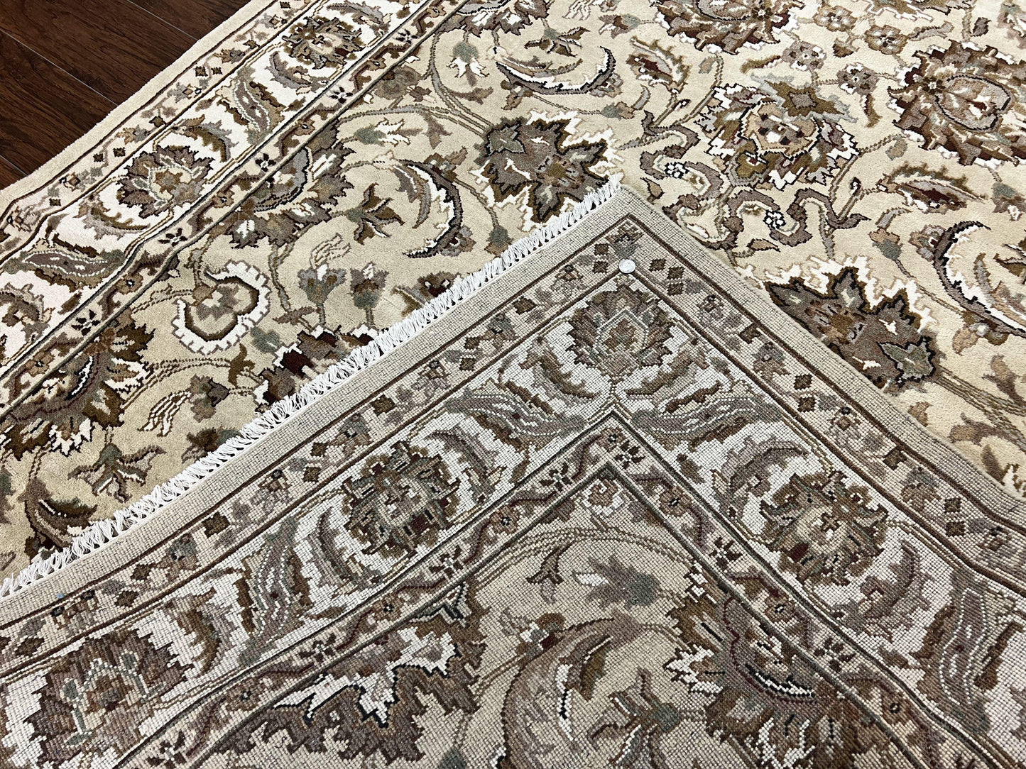 Indo Mahal Rug 6x9, Indian Carpet 6 x 9 ft, Light Green and Ivory, Floral Allover, Wool Oriental Carpet, Traditional Rug, Handmade - Nuvé