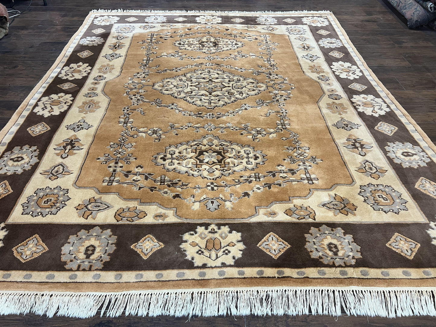 Indian Oushak Rug 8x10, Wool Hand Knotted Vintage Carpet - Nuvé