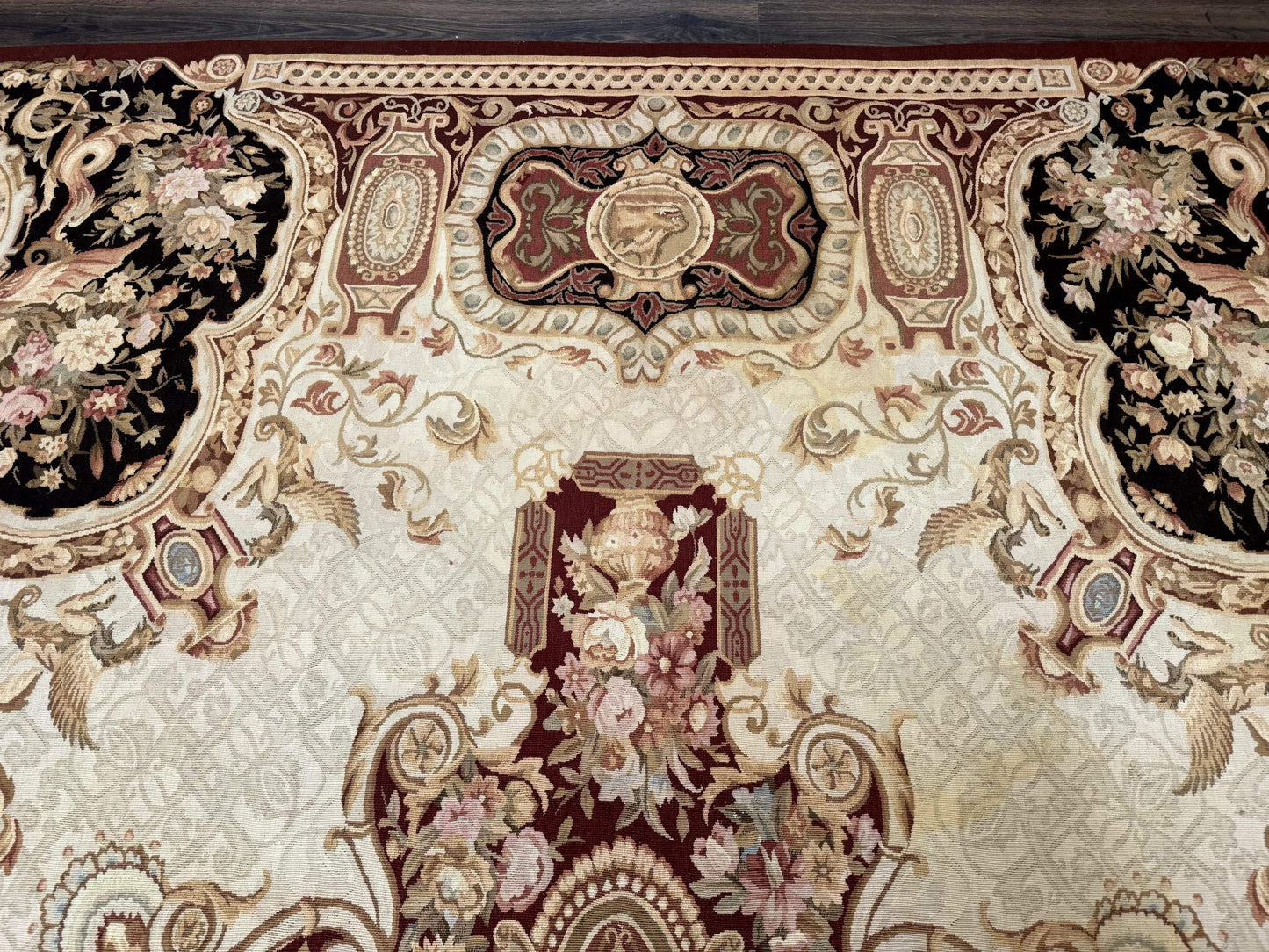 French Aubusson Rug 9x12 - European Design Flatweave Carpet - Nuvé