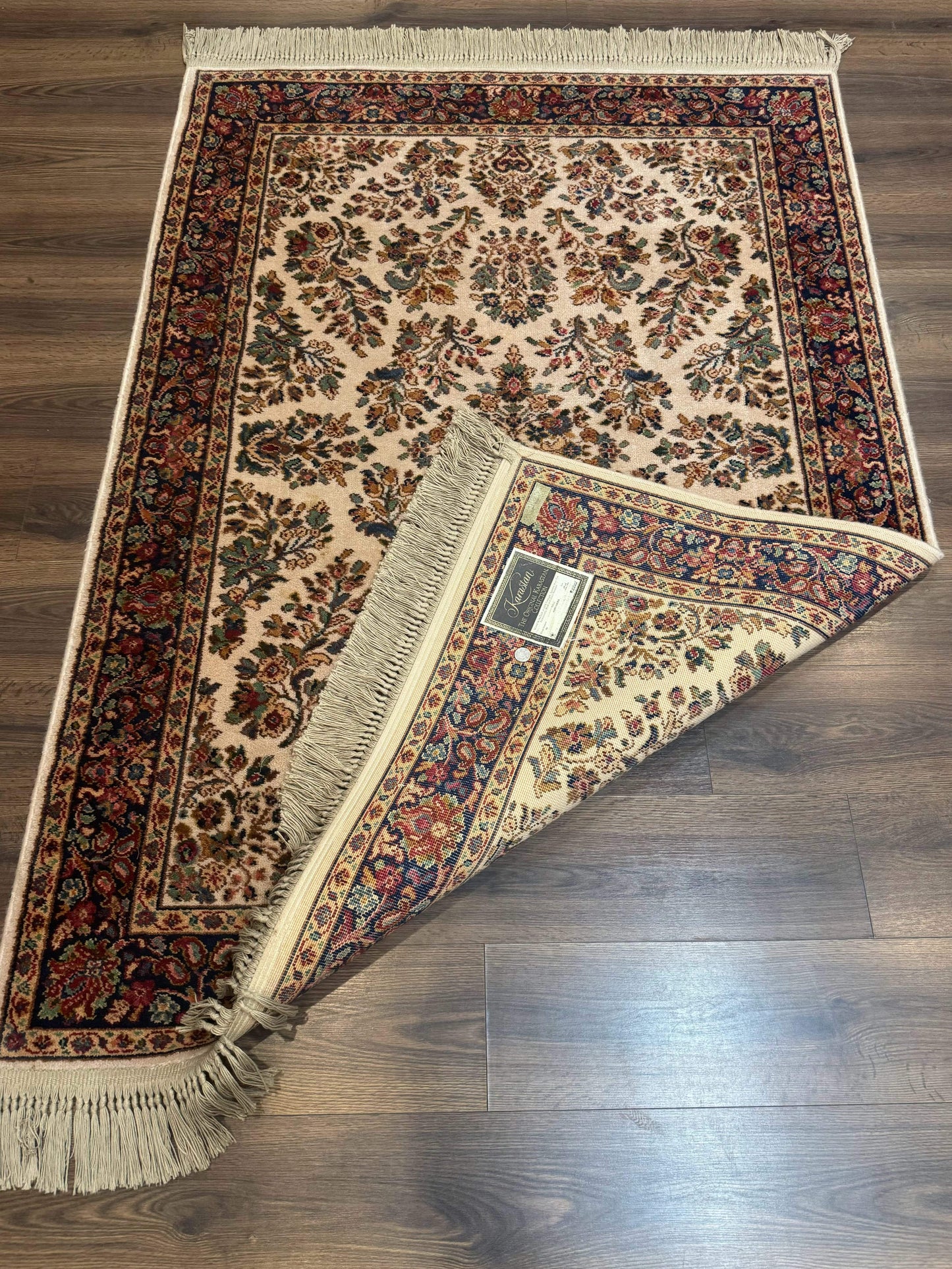 4x6 Karastan Rug Ivory Sarouk #760, Wool Vintage Original 700 Series - Nuvé