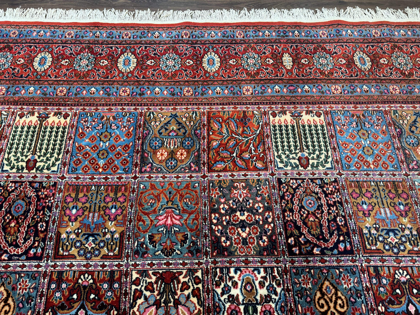 Wonderful Persian Qum Rug 10x13, Panel Design, Fine 260 KPSI, Signed, Red Multicolor - Nuvé