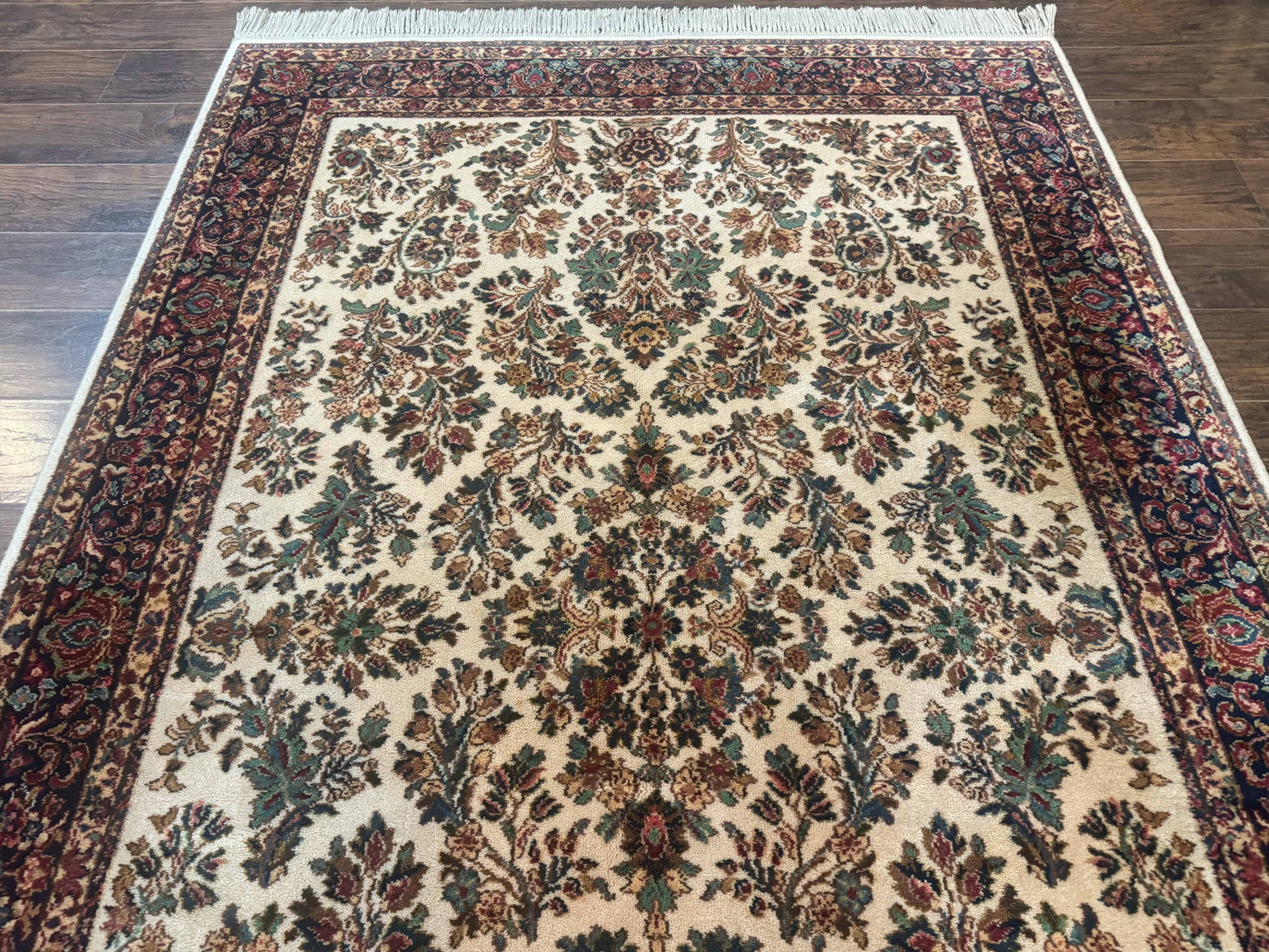 Karastan Rug 5.9 x 9, Ivory Sarouk #760, Wool Pile, Original 700 Series, Vintage - Nuvé