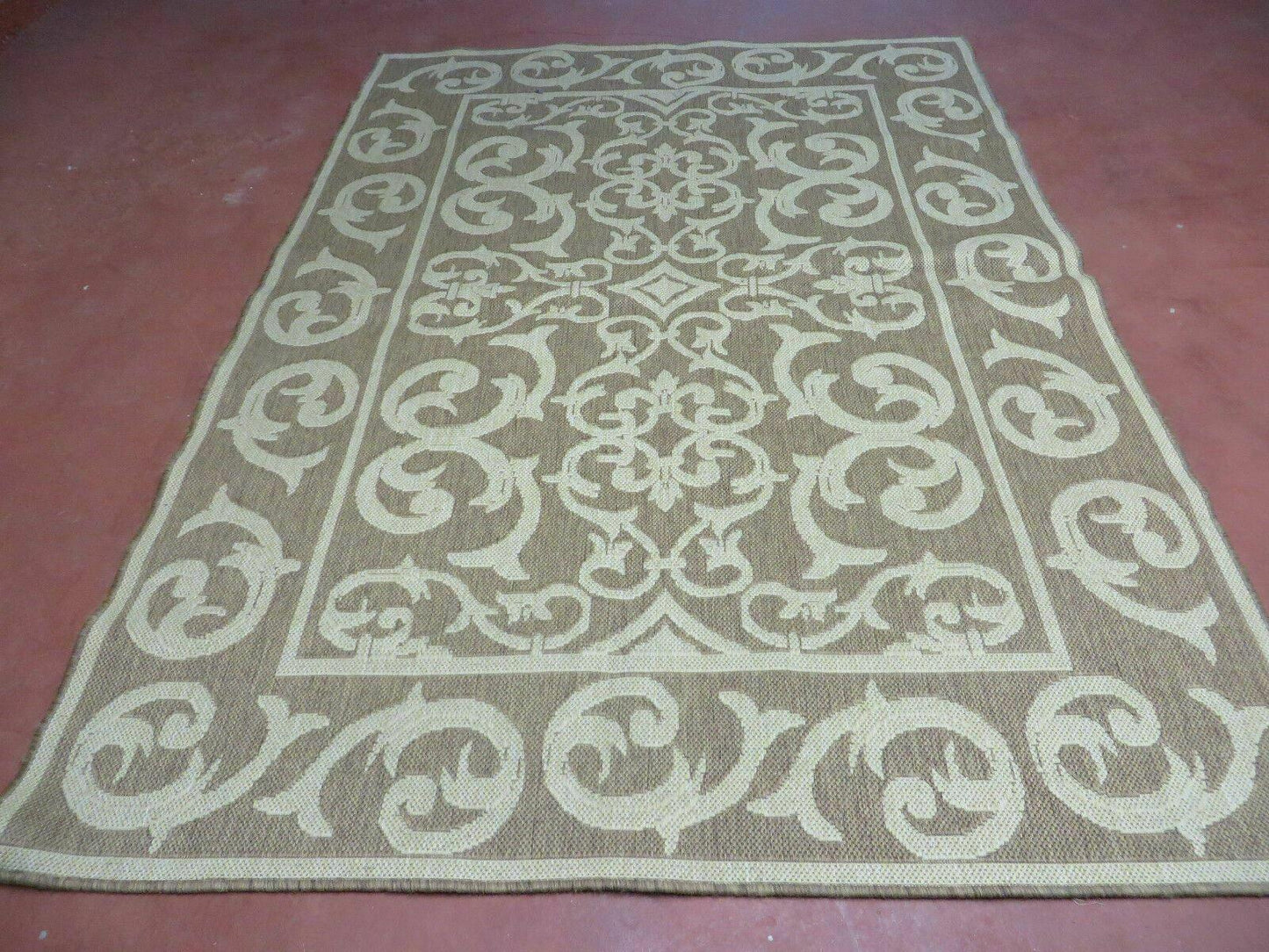 5' X 7' Machine Made Natural Fiber Jute Kilim Two Sided Rug Carpet Flat Weave Contemporary Design - Nuvé