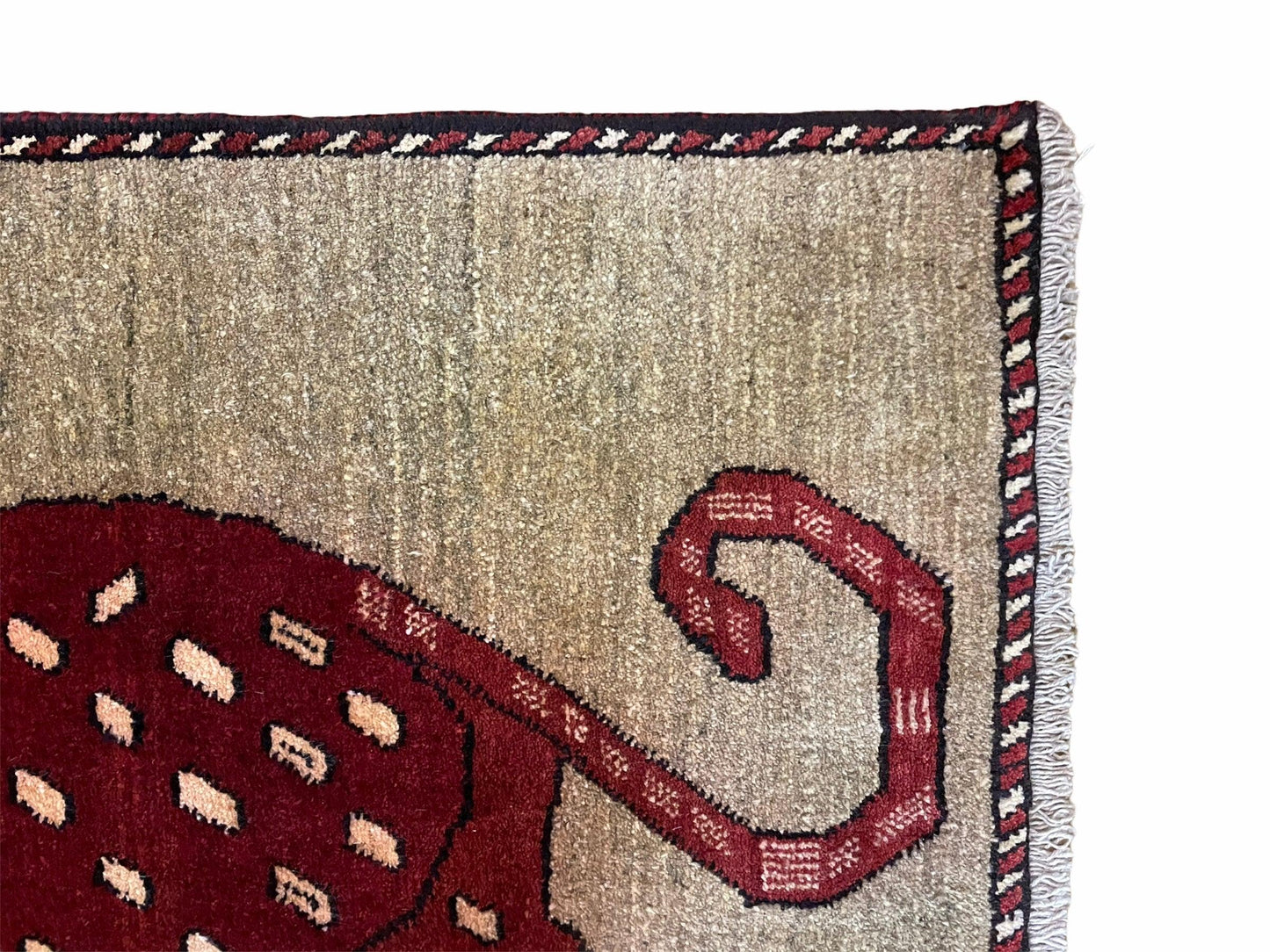 3 X 5 Handmade Hand-Knotteed New Vintage Rug Quality Wool Leopard Burgundy Beige - Nuvé