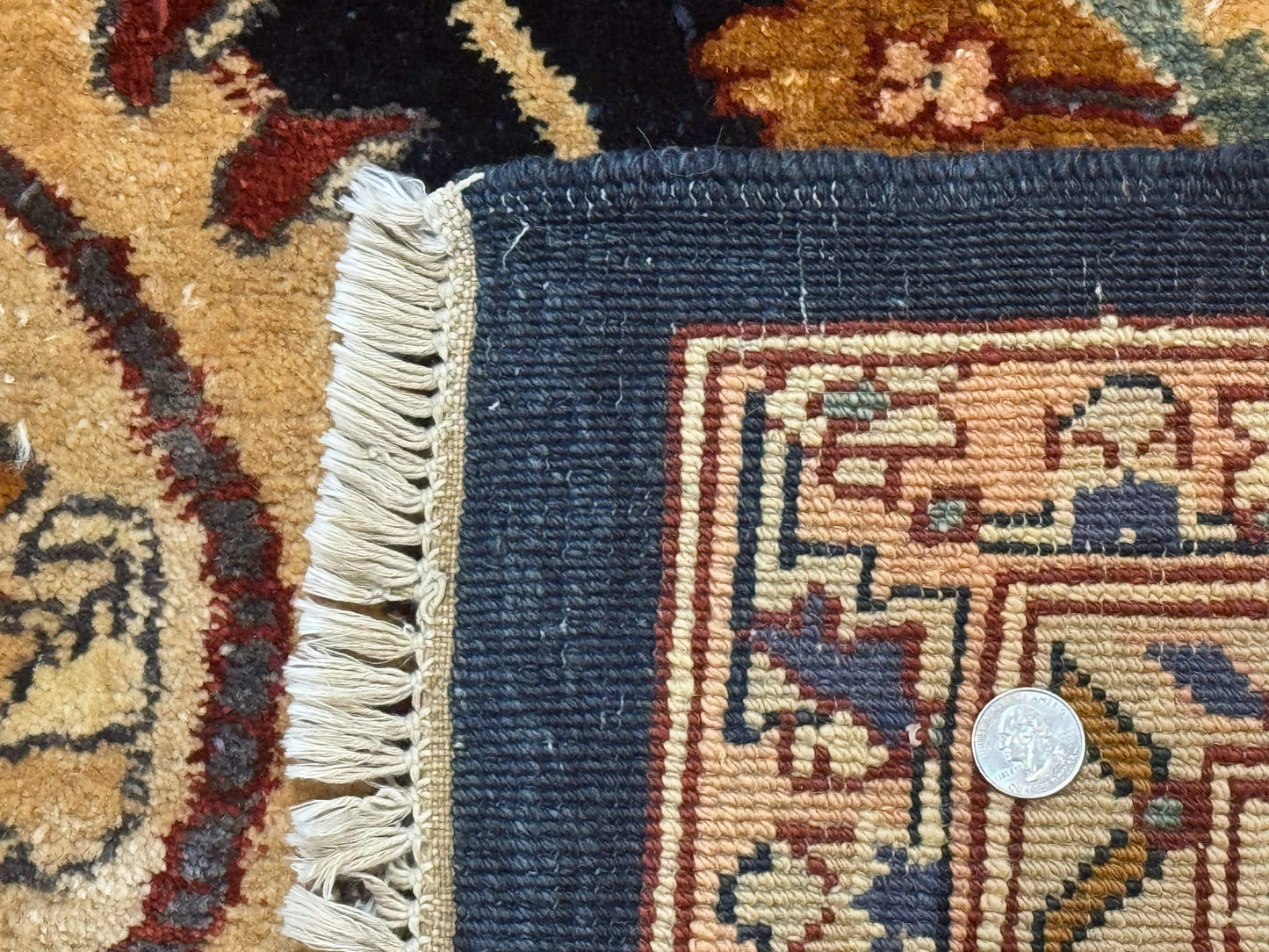 Pak Persian Bidjar Rug 10x13, Midnight Blue and Tan Pakistani Carpet - Nuvé