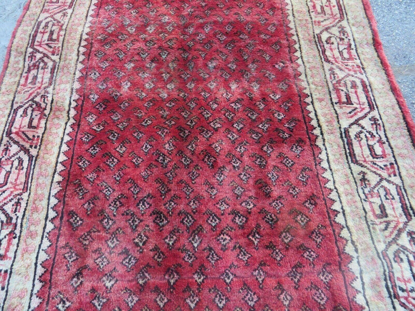 3'7"X 10' Antique Handmade India Oriental Paisley Wool Runner Rug Vegy # 31 - Nuvé