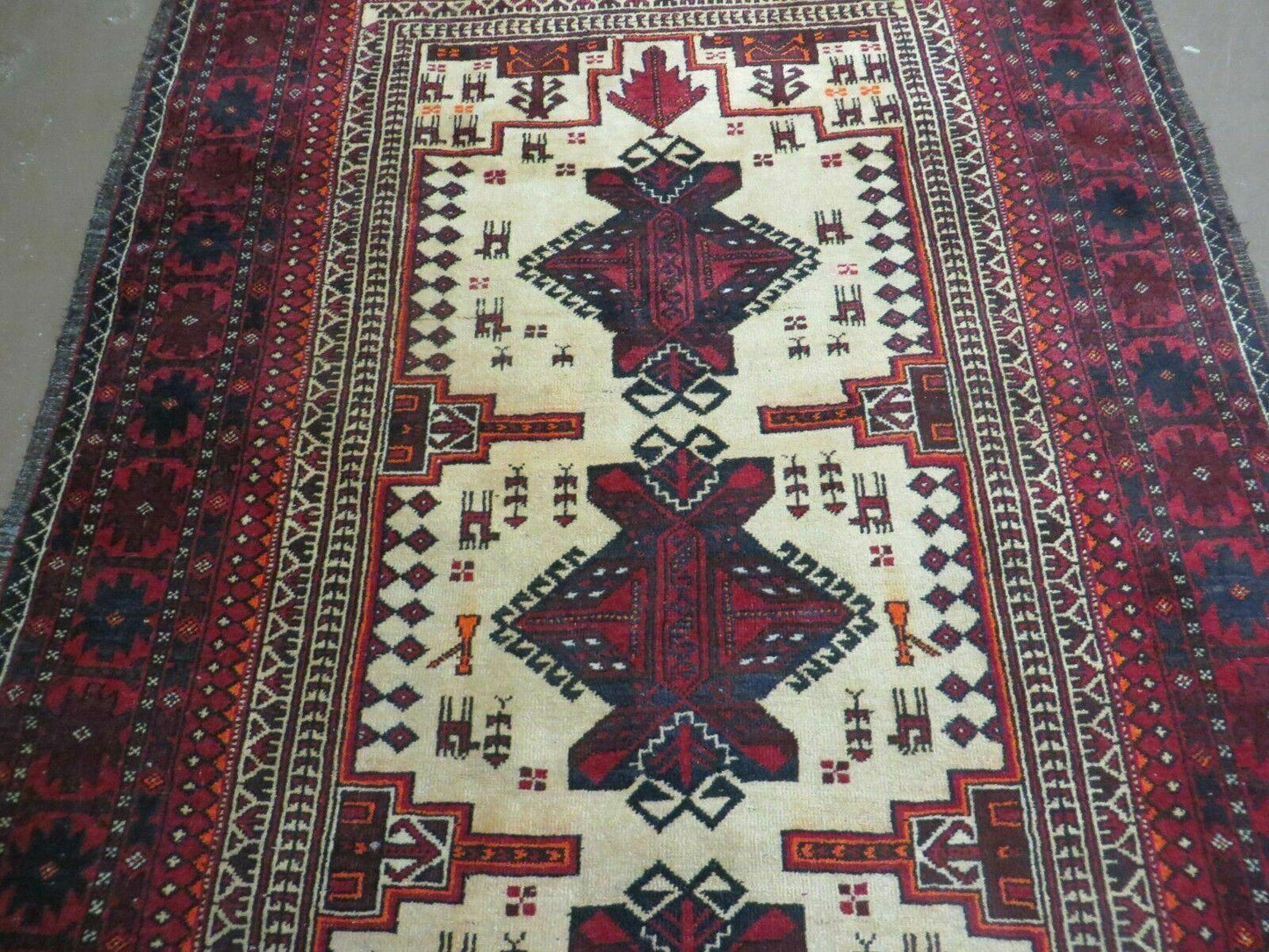 4' X 7' Vintage Handmade Pakistan Turkoman Bokhara Balouch Woven Wool Rug Nice - Nuvé