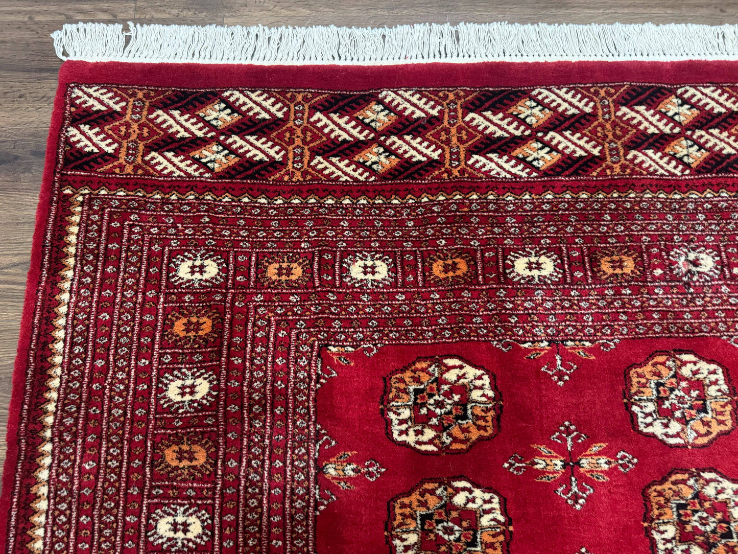Red Turkoman Bokhara Rug 8x11, Pakistani Turkmen Carpet, Vintage Traditional Area Rug - Nuvé