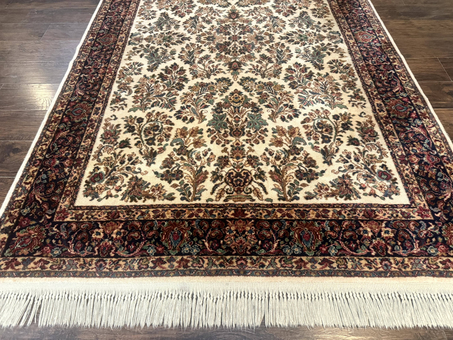 Karastan Rug 5.9 x 9, Ivory Sarouk #760, Wool Pile, Original 700 Series, Vintage - Nuvé
