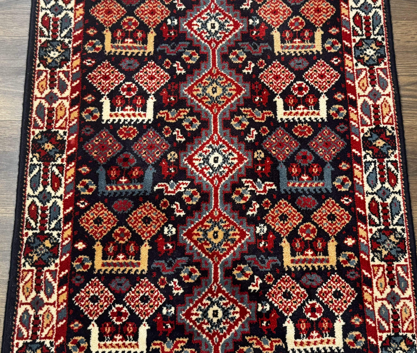 Small Karastan Rug 3x4, Yuruk Collection, Wool, Tribal, Geometric, Navy Blue - Nuvé