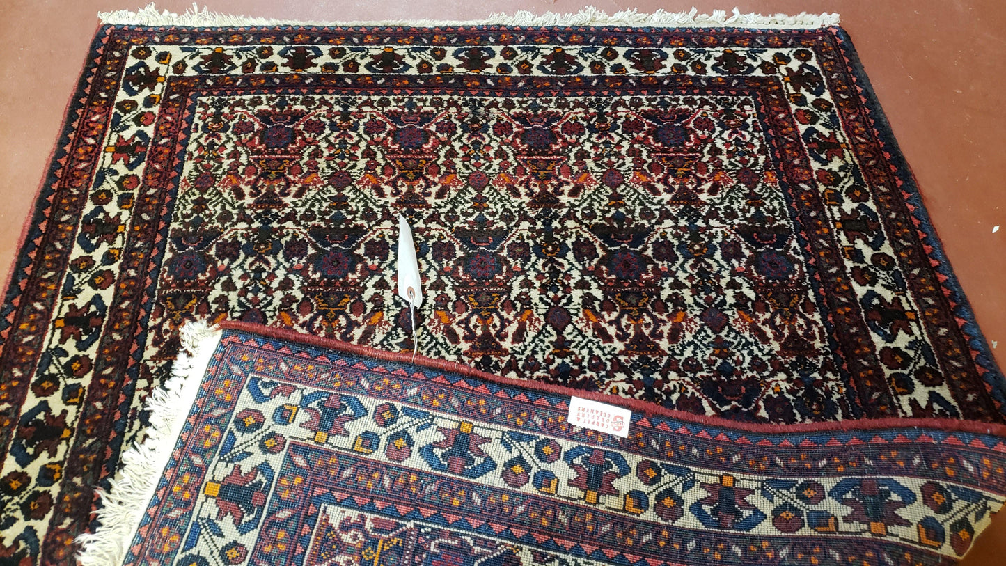 3.6 x 5 Hand-Knotted Vase Rug Floral Turkish Tribal Village Weaving Zagros Vintage Carpet Home Office Wool Area Rug 3x5 Persian Rug 4x5 - Nuvé