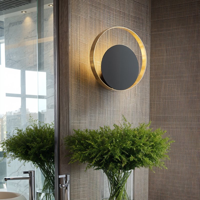 Residence Supply Eclipse Wall Lamp featuring a sleek, modern design with a circular, eclipse-inspired shape and soft lighting.