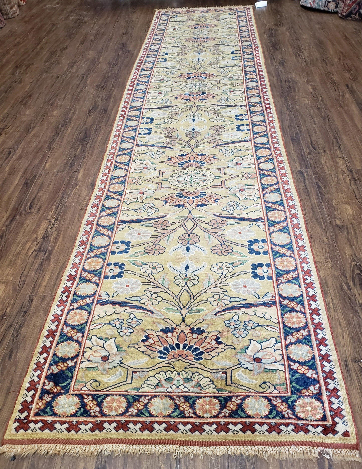 Hallway Runner Rug, Kitchen Runner, Sultanabad Hand Knotted Rug, Farmhouse Rug, 1950s Rug, Mahal Rug, Turkish Rug, Long Runner, Yellow - Nuvé