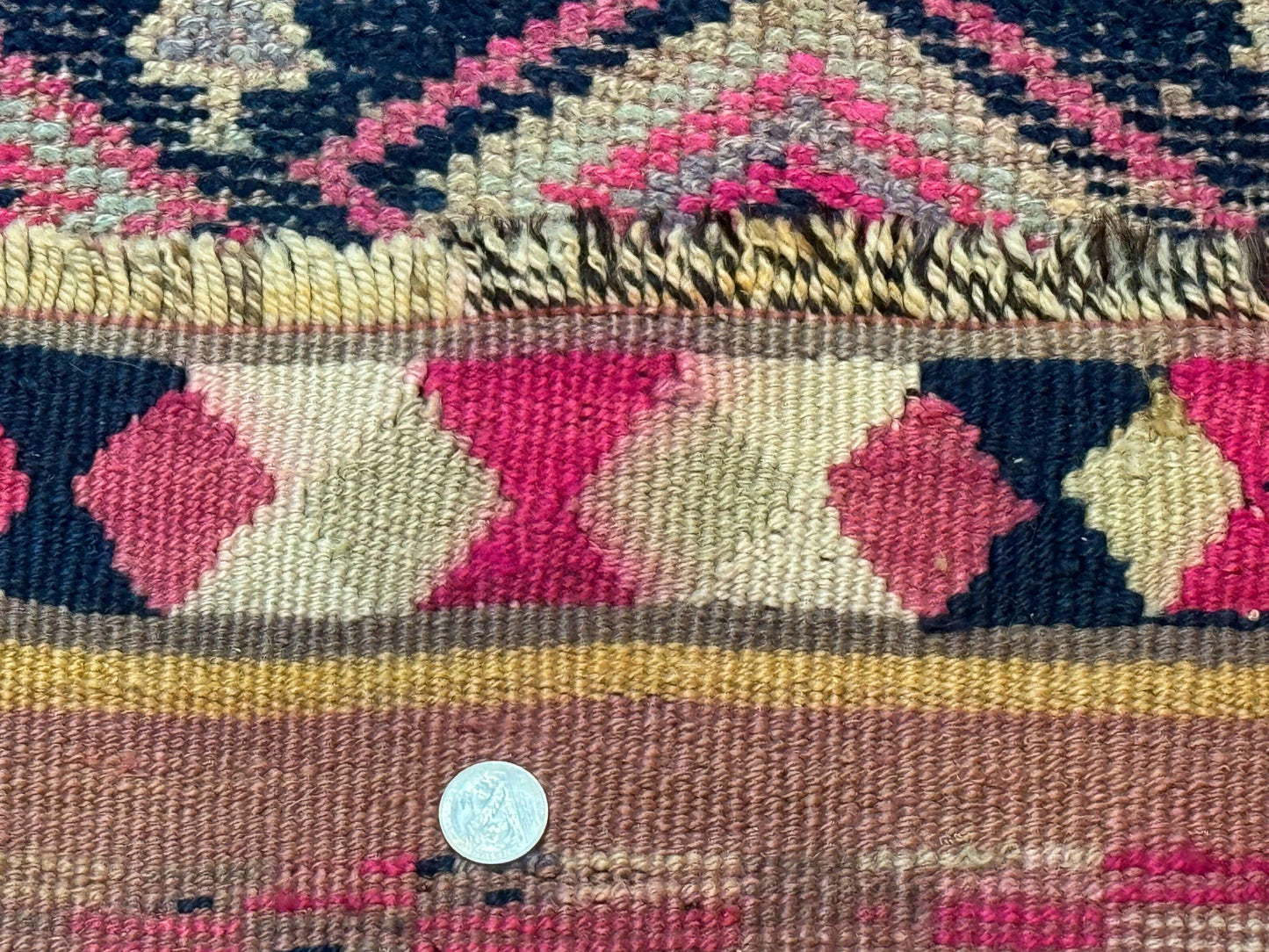 Turkish Runner Rug 3x10, Pink and Navy Blue, Bohemian Runner for Hallway or Kitchen, Vintage, Geometric, Tribal - Nuvé