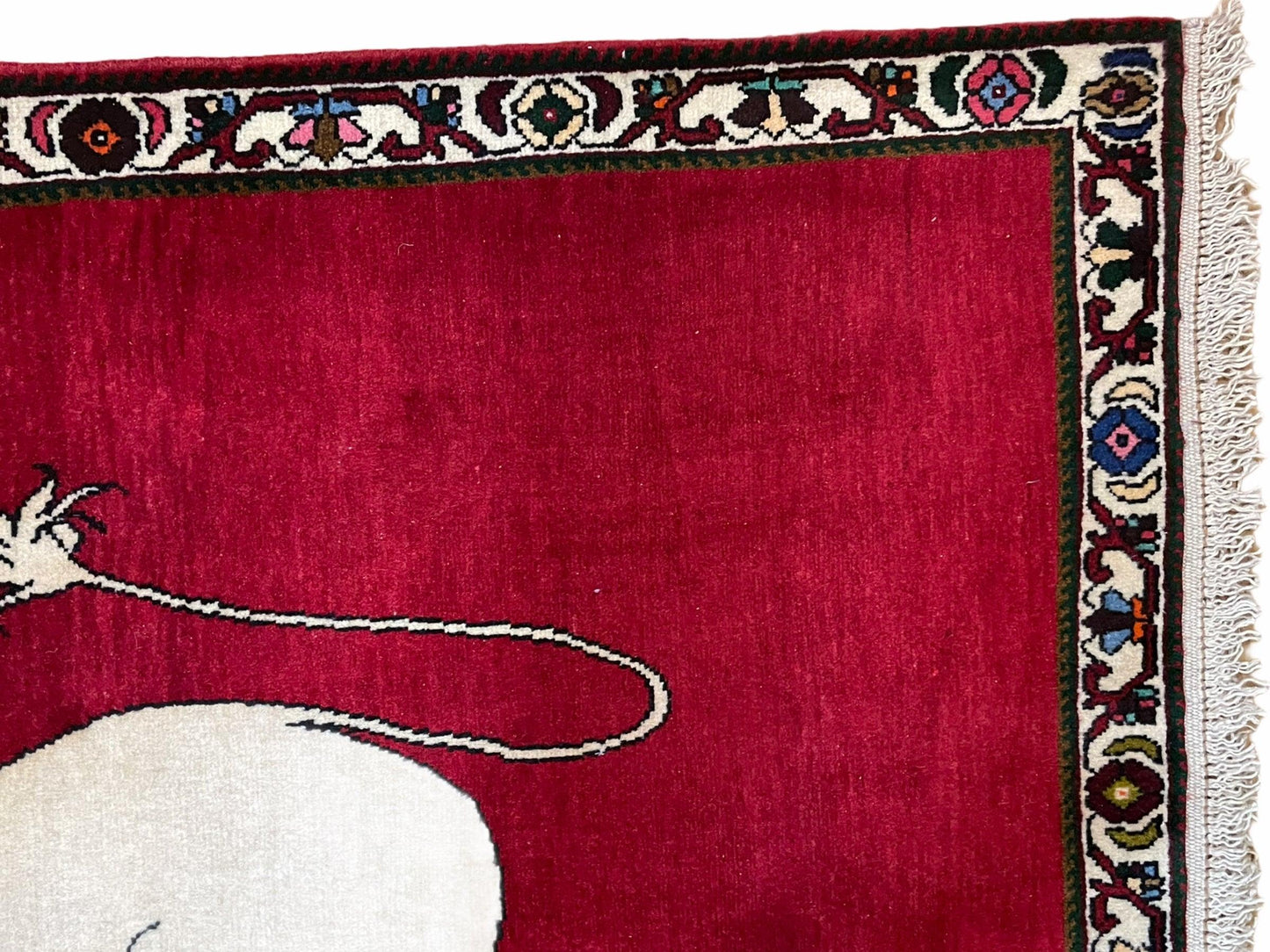 4 X 6 Handmade Hand-Knotted Quality Wool Rug Zagros Lion Red Ivory Tribal Rug - Nuvé