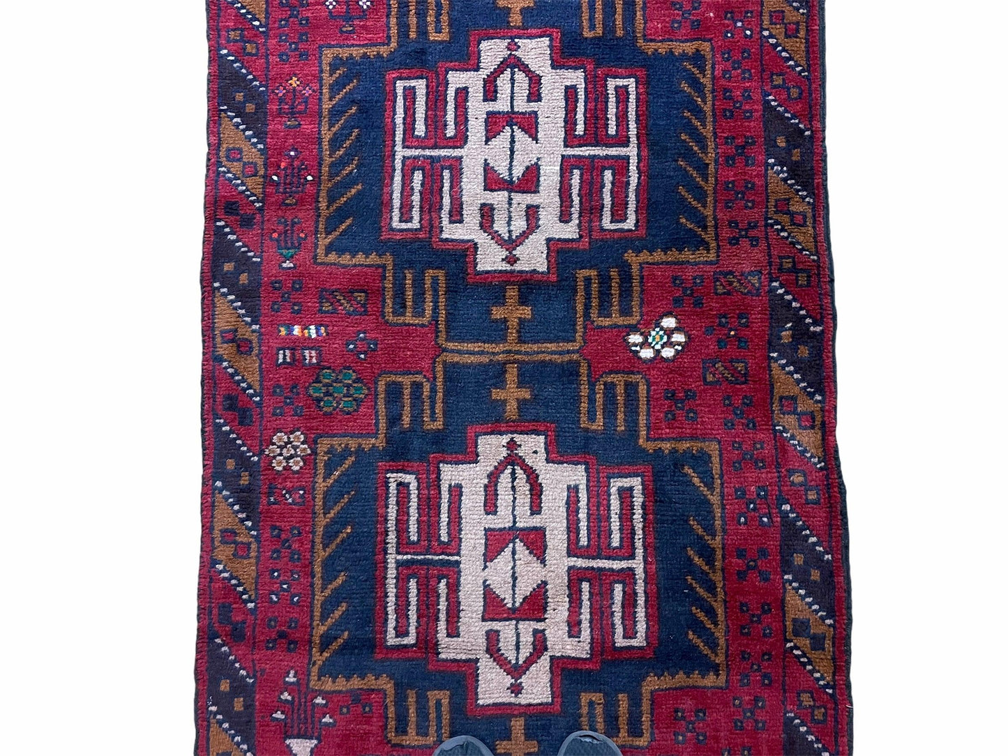 2' 9" X 4' 7" Vintage Handmade Tribal Wool Rug Balouchi Rug Afghan Rug Red Beige - Nuvé