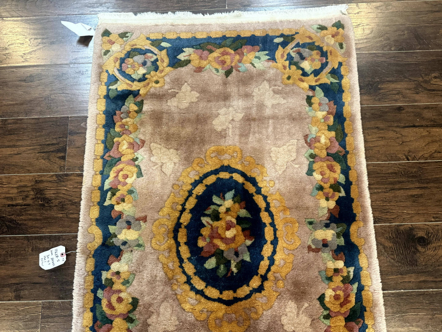 Chinese Wool Rug 3x5, Vintage 90 Line Carpet, Small Art Deco Rug - Nuvé