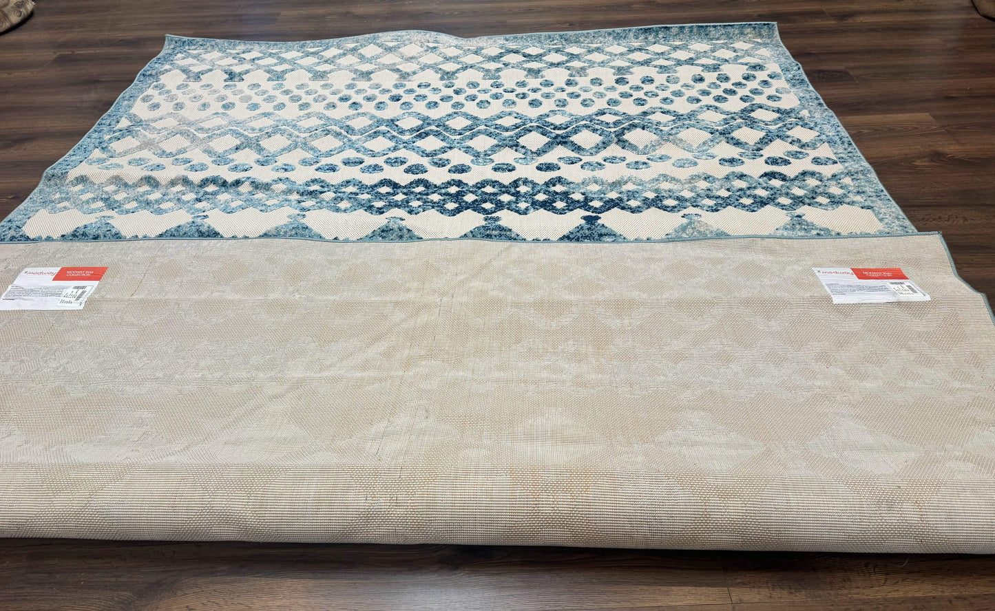 Modern Rug 8x10, Abstract Rug, Oat and Blue, Raised Pattern, Modway Rug Collection - Nuvé