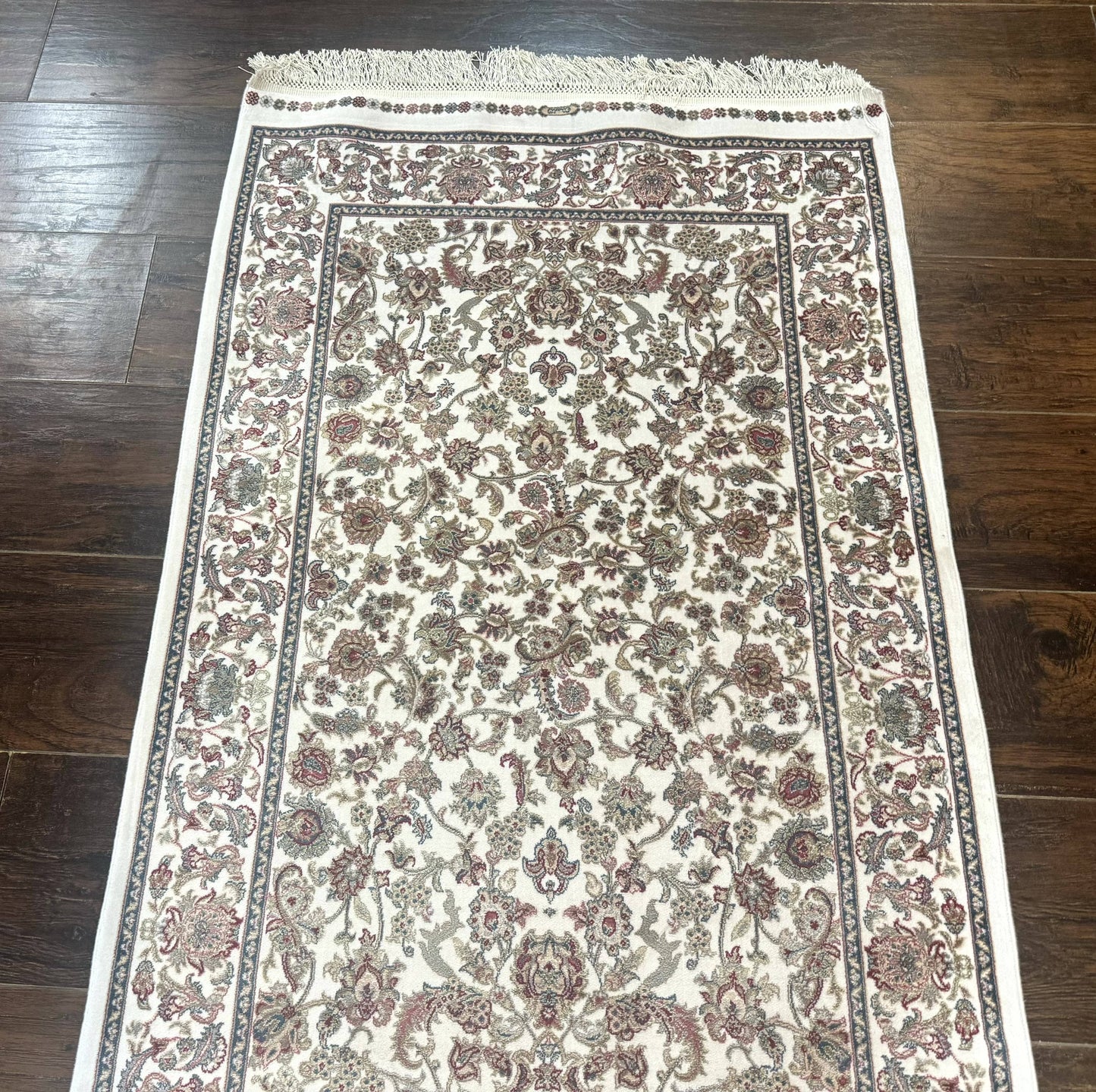 Small Turkish Silk Rug 2.6 x 4, Ivory, Allover Design, Bamboo Silk - Nuvé