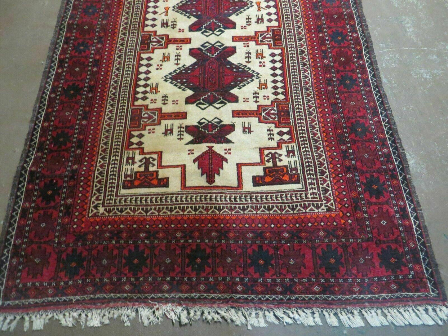 4' X 7' Vintage Handmade Pakistan Turkoman Bokhara Balouch Woven Wool Rug Nice - Nuvé