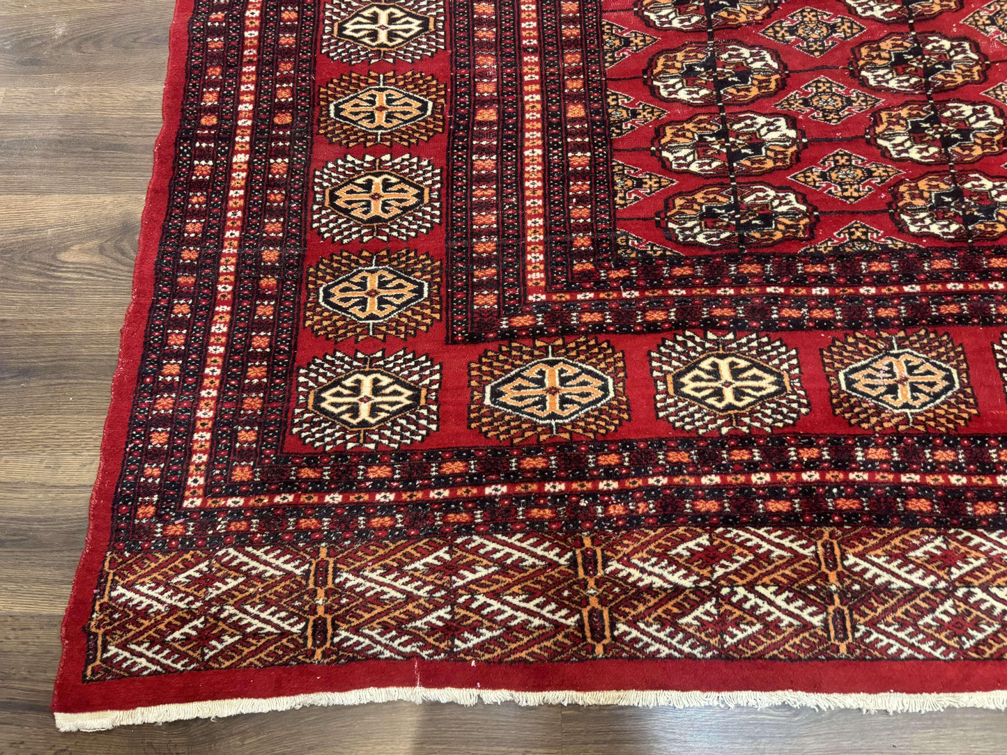 Bokhara Rug 9x12, Red Turkoman Rug, Pakistani Rug, Tribal Carpet, Wool Rug, Red Rug - Nuvé