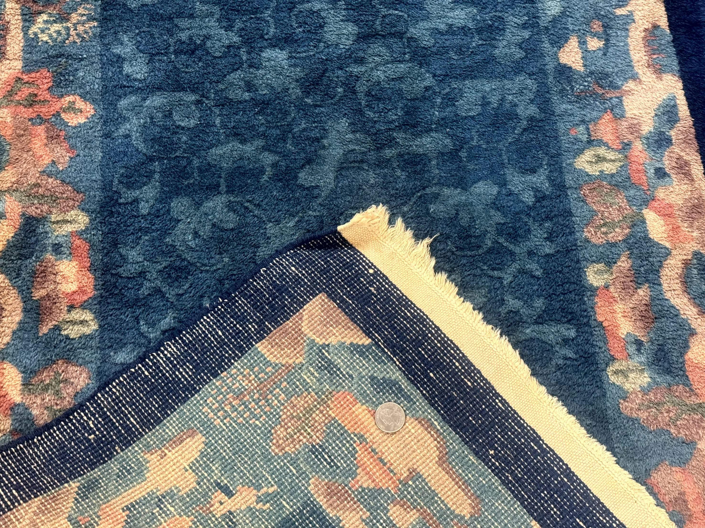 Blue Chinese Wool Rug 2.5 x 4, Peking Rug, Fete Rug, Semi Antique Chinese Carpet - Nuvé