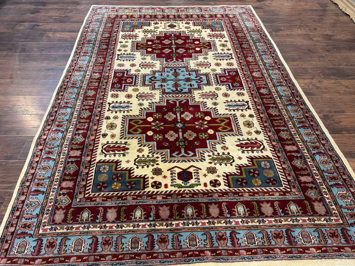 Turkish Kazak Rug 6x9, Geometric Medallions - Nuvé