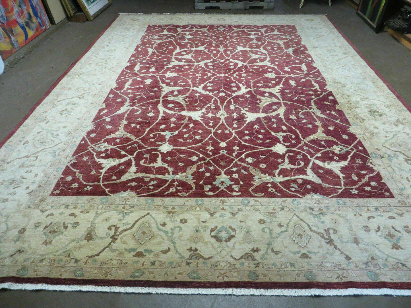 10' X 14' Vintage Handmade PESHAVAR CHOBI Pakistani Agra Wool Carpet Nice - Nuvé