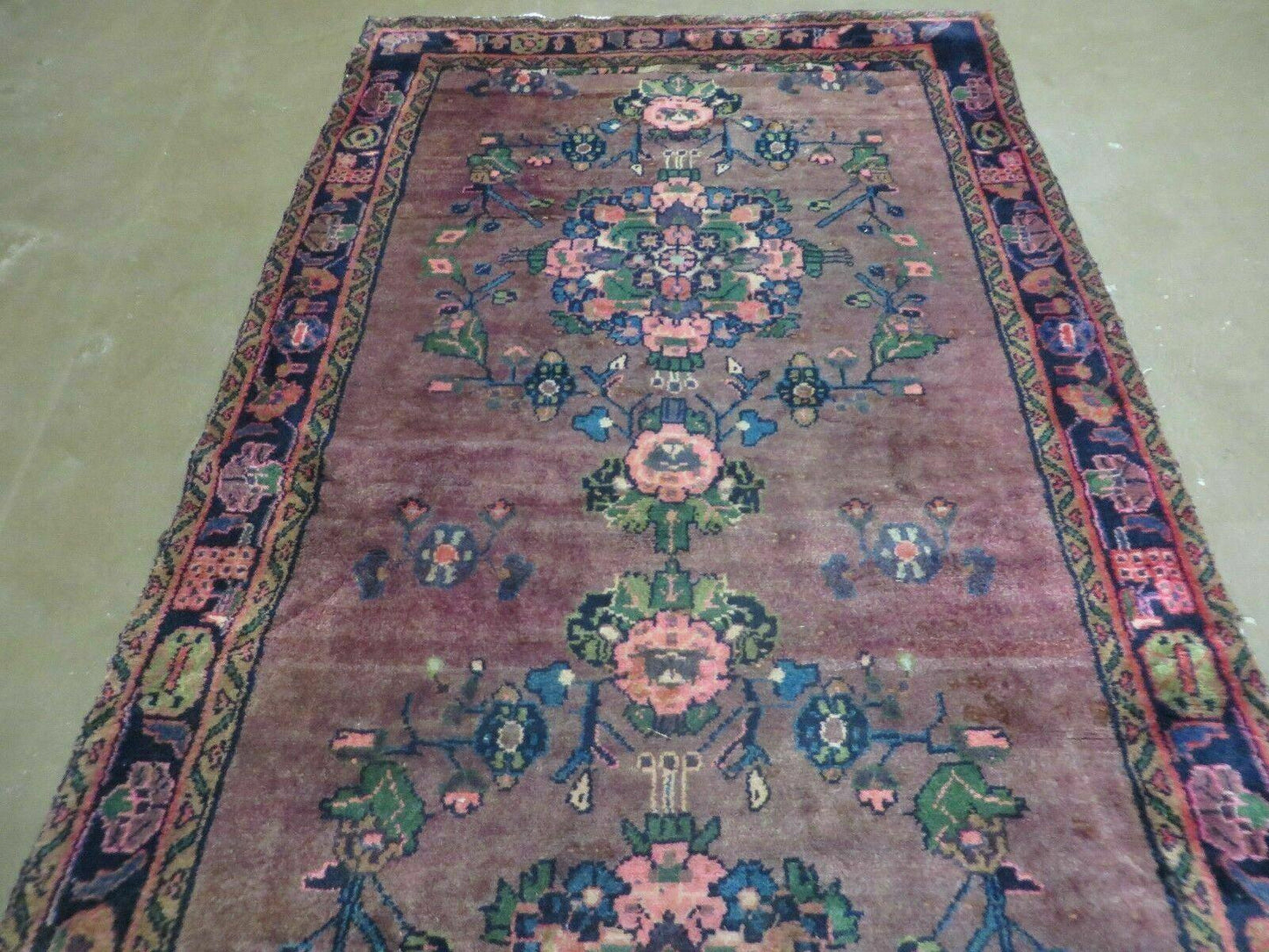 3 x 7 Antique Persian Hamadan Nahavand Rug, Tribal Runner Rug , Handmade Oriental Wool Rug, Vegetable Dyed, Purple-Red & Dark Blue, 3x7 Rug - Nuvé