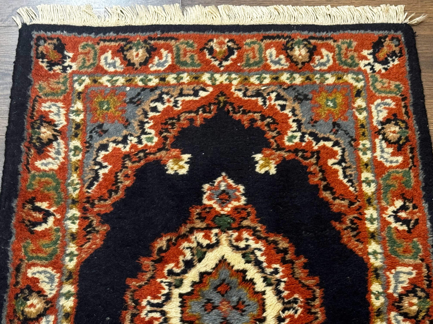 Small Indo Persian Rug 2x3, Navy Blue & Terracotta, Wool, Handmade - Nuvé