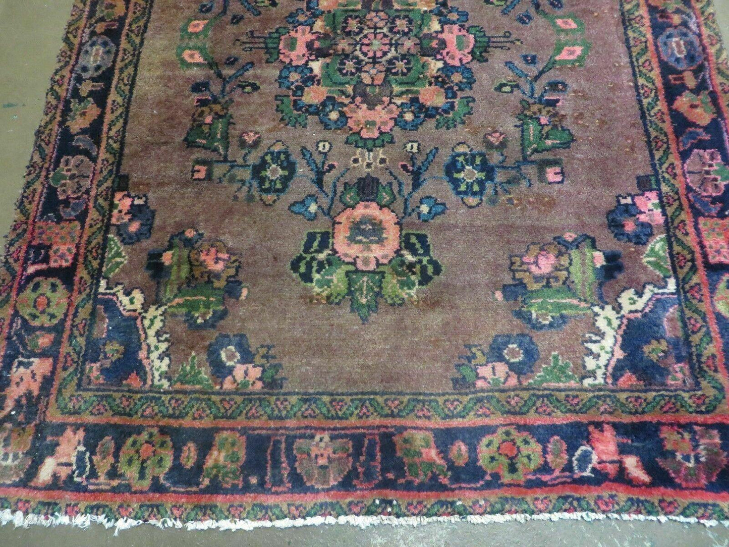 3 x 7 Antique Persian Hamadan Nahavand Rug, Tribal Runner Rug , Handmade Oriental Wool Rug, Vegetable Dyed, Purple-Red & Dark Blue, 3x7 Rug - Nuvé