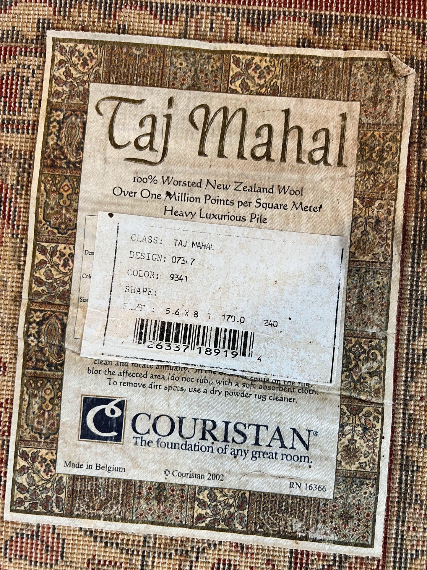 Couristan Rug 5.6 x 8, Floral Medallion, Dark Red Cream, Belgium Power Loomed Rug, Taj Mahal Rug, Vintage Oriental Wool Carpet - Nuvé