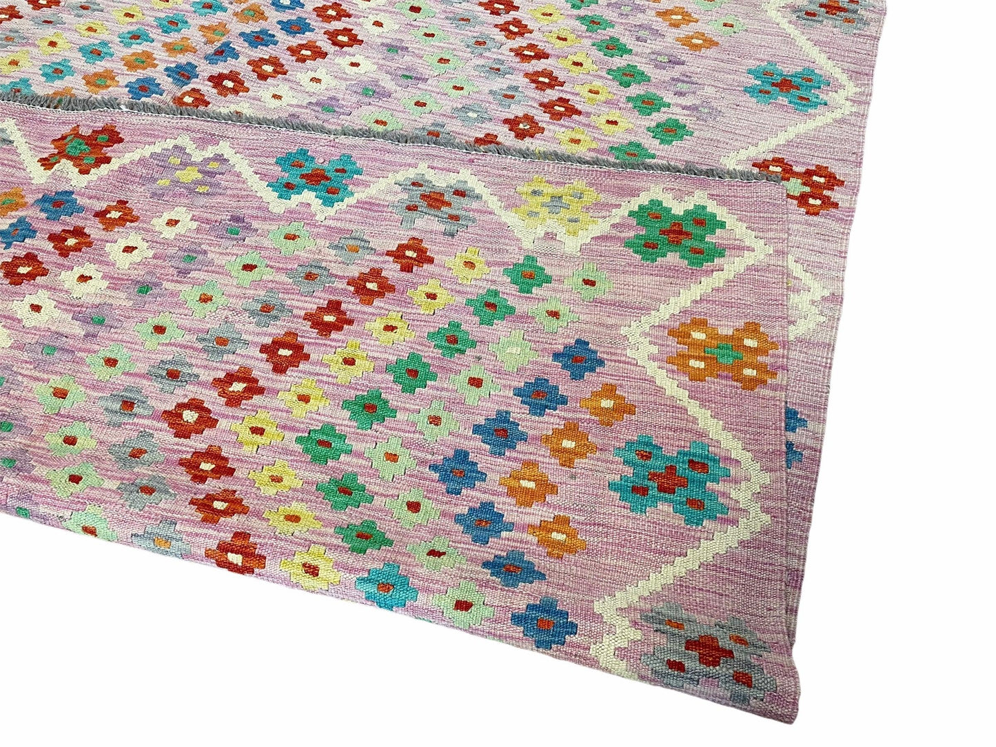 Pink Kilim Rug 6x8 Colorful Turkish Kilim Rug 6 x 8 Flat Weave Kilim Playful Kilim Multicolor Anatolian Chobi New Kilim - Nuvé