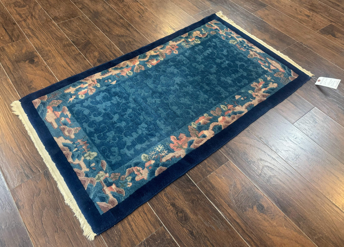 Blue Chinese Wool Rug 2.5 x 4, Peking Rug, Fete Rug, Semi Antique Chinese Carpet - Nuvé