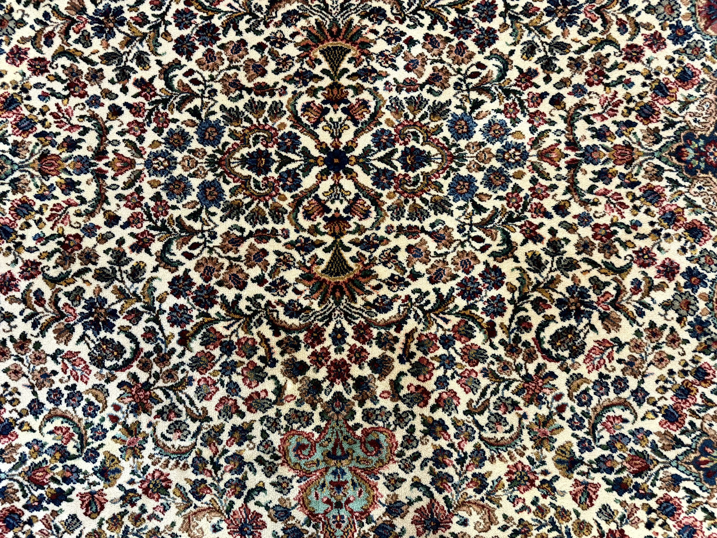 Karastan Rug #742 Floral Kirman 8.8 x 12, Wool Pile, Vintage Original Series, Rare - Nuvé