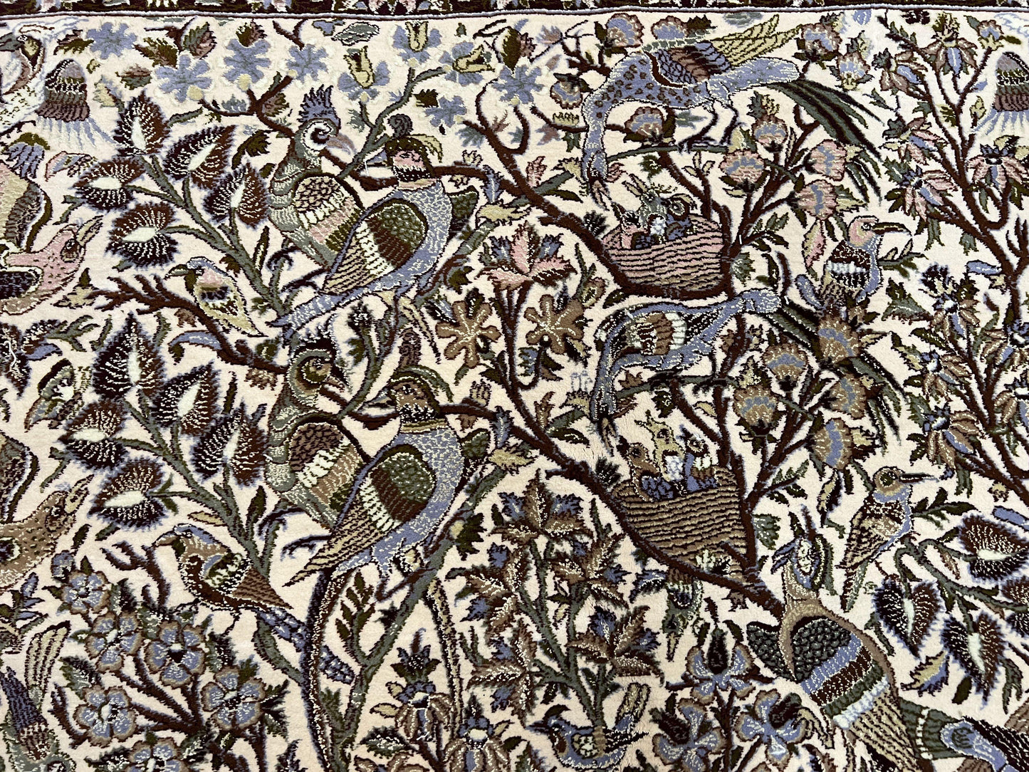 Persian Isfahan Rug 5x8 - Tree of Life, Animal Pictorials, Kork Wool & Silk - Nuvé