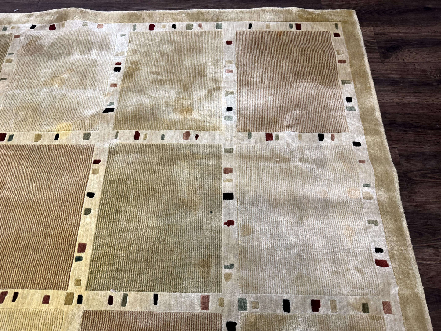 Large Wool Rug 10x13, Panel Design, Modern Contemporary Carpet - Nuvé