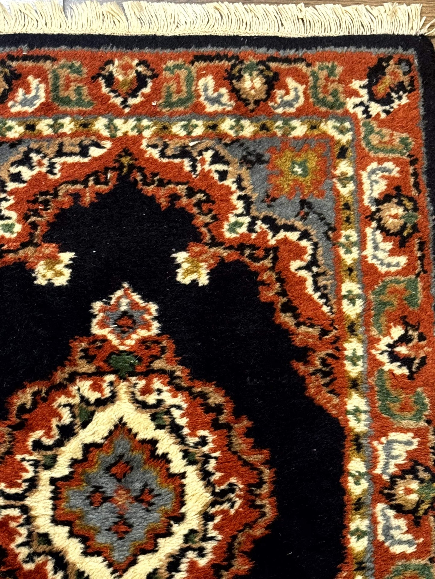 Small Indo Persian Rug 2x3, Navy Blue & Terracotta, Wool, Handmade - Nuvé