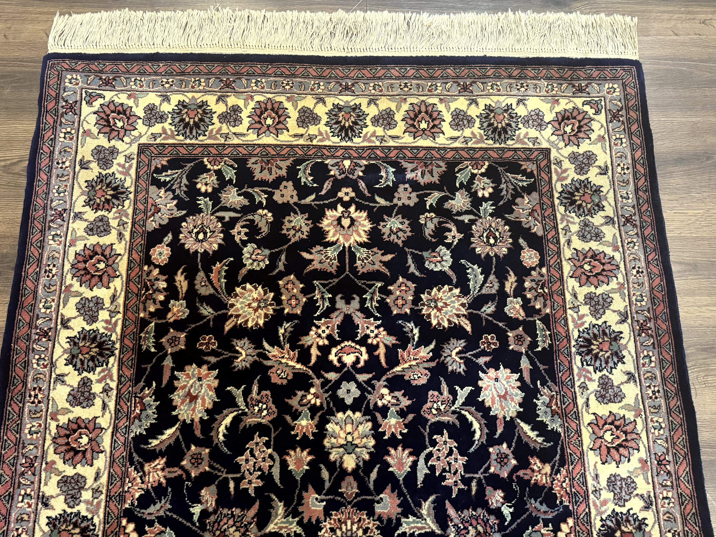Sino Persian Rug 4x6, Navy Blue and Cream, Floral Allover Oriental Carpet - Nuvé
