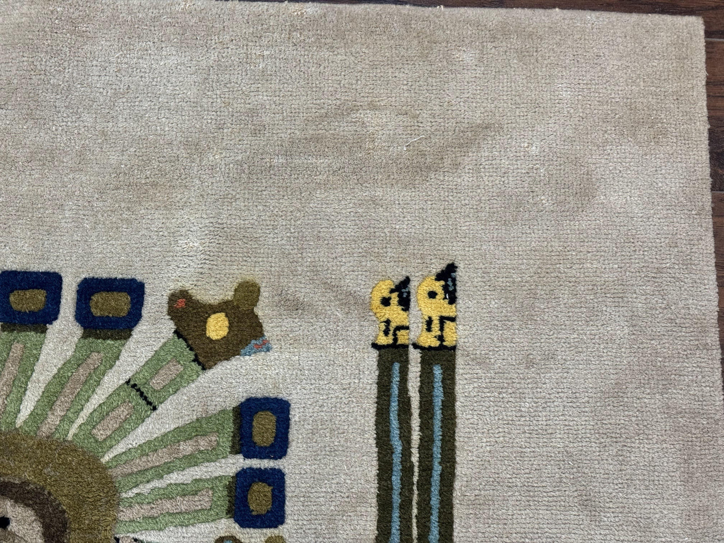 South American Rug 6x7, Unique Native American Design, Ivory, Ecuador Rug, Handmade Wool - Nuvé