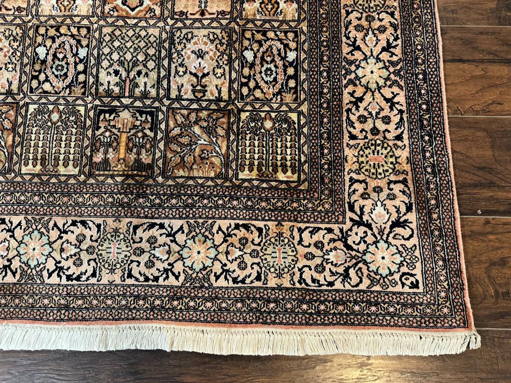 Indian Kashmiri Silk Rug 4x6, Panel Design, Multicolor, Fine - Nuvé