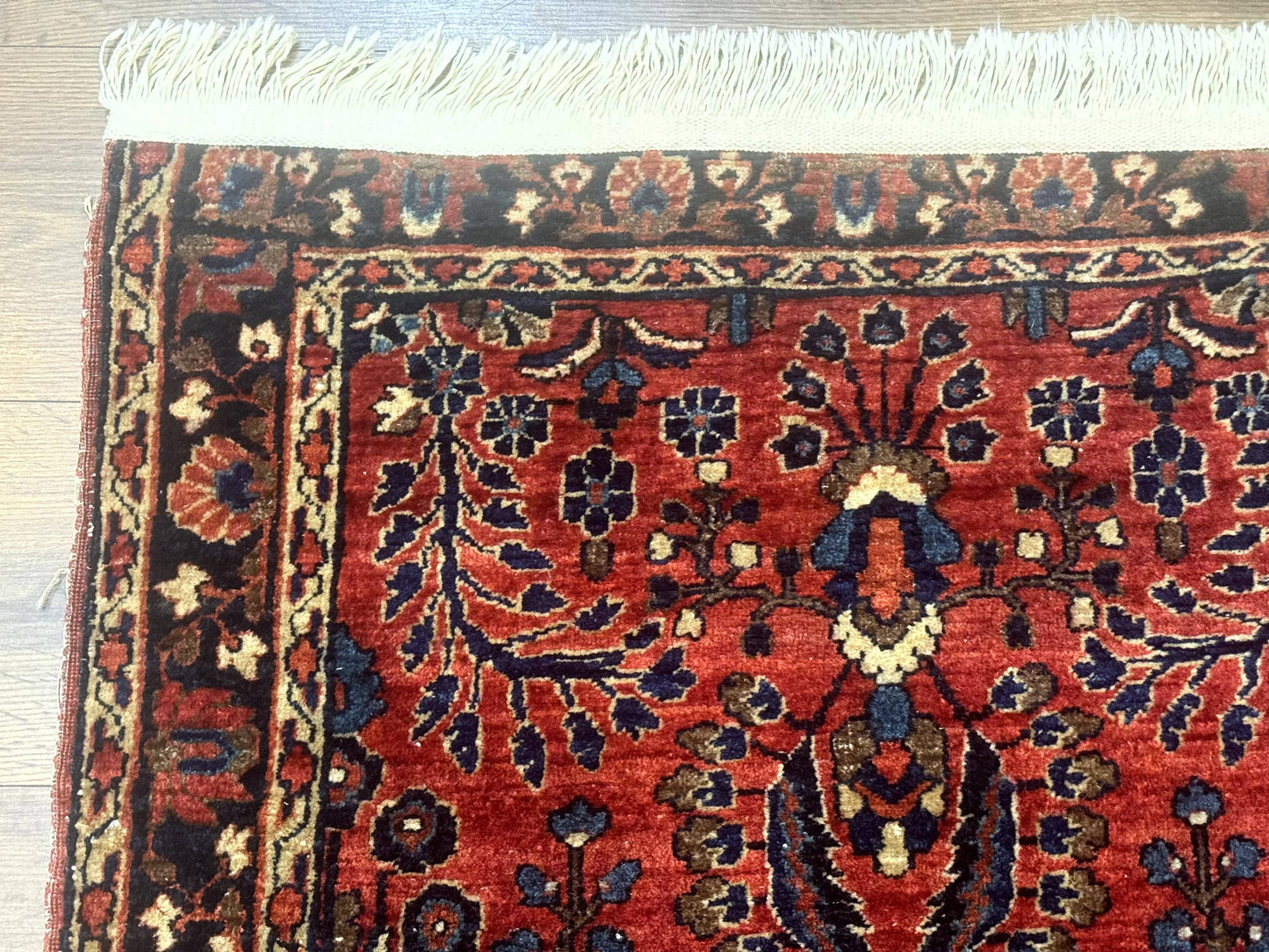 Small Red Persian Sarouk Rug 2.7 x 4.9, Floral, Antique - Nuvé
