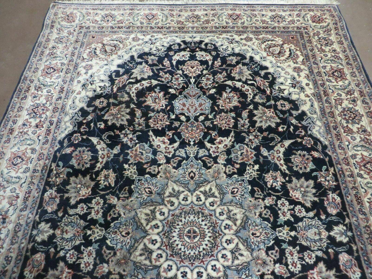 4' X 7' Vintage Handmade India Wool Silk Accent Rug Hand Knotted Black Organic - Nuvé